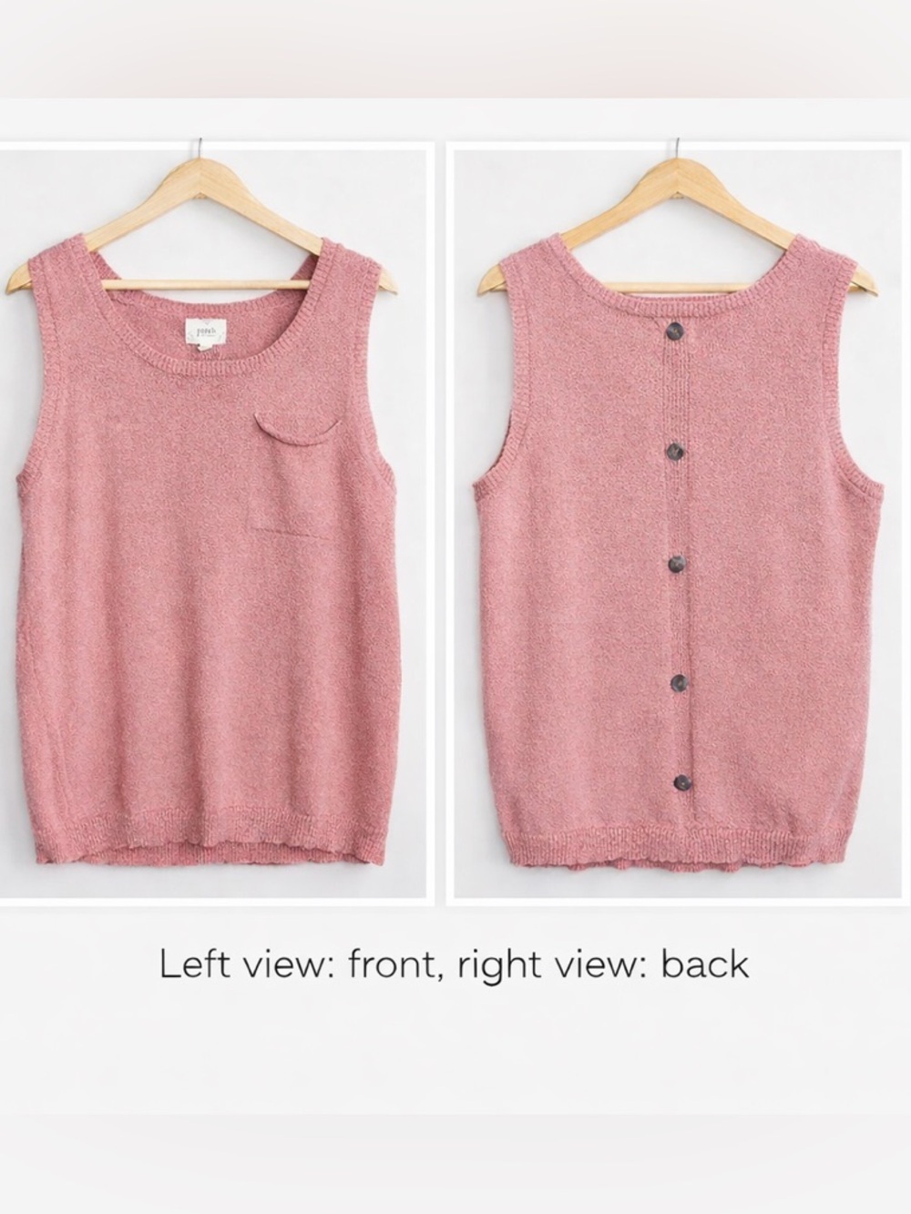 NIB Perch by Blu Pepper Pink Coastal Minimalist women's knit tank top size 1xl